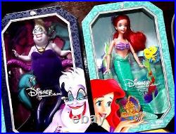 2 Disney Princess Signature Collection ARIEL The Little Mermaid Doll & Ursula