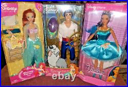 3 Disney The Little Mermaid Prince Eric & Princess Ariel and pocahontas Dolls
