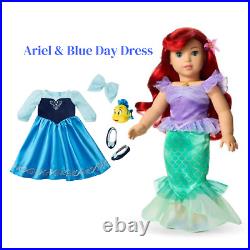 American Girl Disney Princess Ariel 18 Doll +Day Dress Flounder Accessories NIB