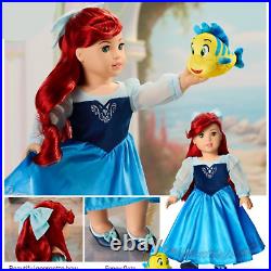American Girl Disney Princess Ariel 18 Doll +Day Dress Flounder Accessories NIB