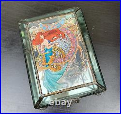 Ariel Art Nouveau RARE Little Mermaid Glass Jewelry Box Disney Store Trinket