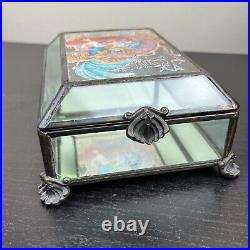 Ariel Art Nouveau RARE Little Mermaid Glass Jewelry Box Disney Store Trinket