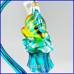 Christopher Radko Disney Little Mermaid Flounder Blown Glass Christmas Ornament