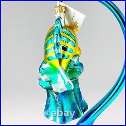 Christopher Radko Disney Little Mermaid Flounder Blown Glass Christmas Ornament