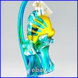 Christopher Radko Disney Little Mermaid Flounder Blown Glass Christmas Ornament