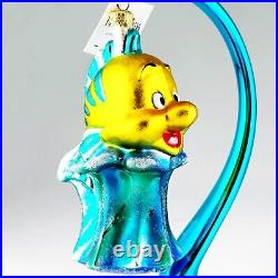 Christopher Radko Disney Little Mermaid Flounder Blown Glass Christmas Ornament