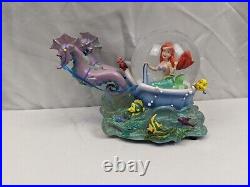 DISNEY The Little Mermaid ARIEL with SEAHORSES Musical Snowglobe WORKS