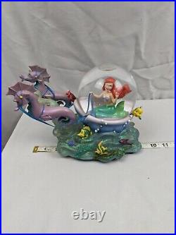 DISNEY The Little Mermaid ARIEL with SEAHORSES Musical Snowglobe WORKS