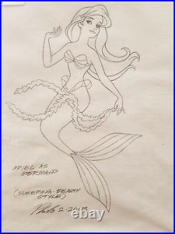Disney Ariel The Little Mermaid Original Concept Drawing Signed Philo Bernhart