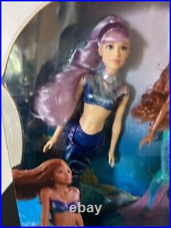 Disney Little Mermaid 6 Dolls ARIEL & 2 SISTERS +PINK & BLUE DRESS +VANESSA NEW