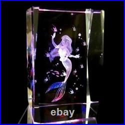 Disney Little Mermaid Ariel 3D Crystal Glass Music Box Figure Ornament Japan