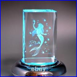 Disney Little Mermaid Ariel 3D Crystal Glass Music Box Figure Ornament Japan