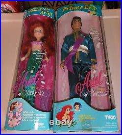 Disney Little Mermaid vintage ARIEL & ERIC DOLLS Tyco NEW in boxes