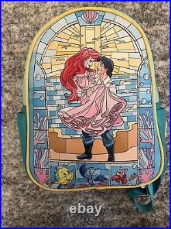 Disney Loungefly Little Mermaid Ariel Eric Stained Glass Mini Backpack NWT