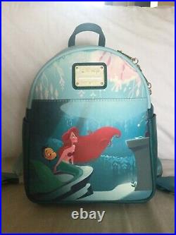 Disney Loungefly Mini Backpack Princess Ariel The Little Mermaid Flounder Grotto