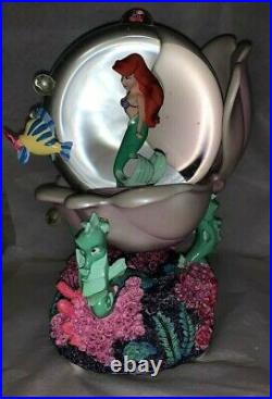 Disney Princess Little Mermaid Ariel Snow Globe Musical Flounder MINT NWO 1988