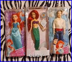 Disney Princess The Little Mermaid Ariel Doll Prince Eric LOT Set