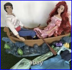Disney Store Deluxe Little Mermaid Ariel & Prince Eric Dolls 12 & Rowing Boat