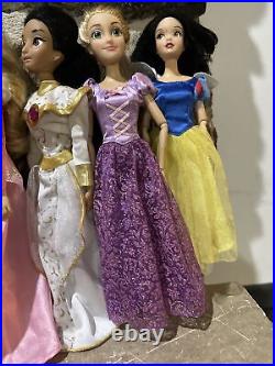 Disney Store Doll Lot Belle Jasmine Cinderella Ariel Elsa Rapunzel Anna Aurora