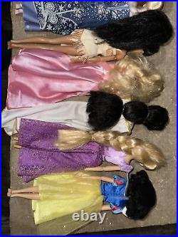 Disney Store Doll Lot Belle Jasmine Cinderella Ariel Elsa Rapunzel Anna Aurora