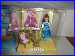 Disney Store Little Mermaid Ariel Beauty & The Beast Mini Princess Doll Playset