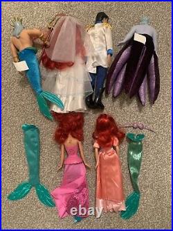 Disney Store The Little Mermaid Doll Set Ariel Eric Ursula Triton Wedding Rare