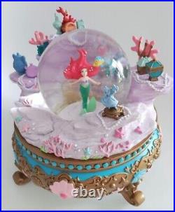 Disney The Little Mermaid Ariel Snow Globe Music Box OP tested with box USED GC