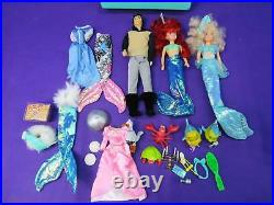 Disney Tyco Little Mermaid Barbie 1990s Doll Lot Case Ariel Arista Mertwins Eric