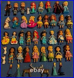 Huge Lot Of 43 Disney Princess Frozen Little Mermaid Mini Doll Poseable Figures
