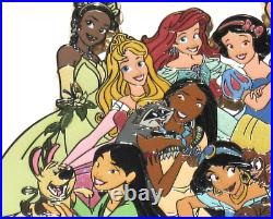 LE 100 Disney Pin Tiana Mulan Pocahontas Belle Ariel Rapunzel SUPER JUMBO Acme