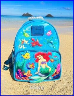 LOUNGEFLY? Disney Little Mermaid Princess Ariel & Friends Backpack NWT RARE