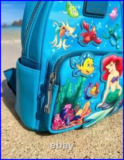 LOUNGEFLY? Disney Little Mermaid Princess Ariel & Friends Backpack NWT RARE