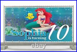 Little Mermaid Ariel Custom Happy Birthday Banner Personalized Poster MS54