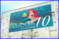 Little Mermaid Ariel Custom Happy Birthday Banner Personalized Poster MS54