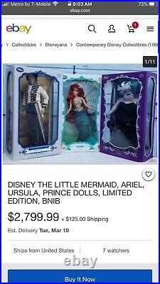 Lot Of Disney Limited Edition Dolls includes little mermaid set of 3