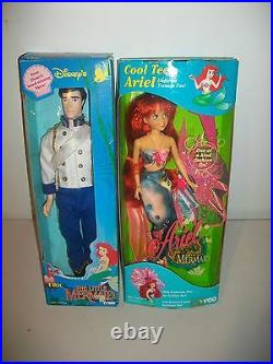Lot of 2 Disney Tyco Cool Teen Ariel 1990 & Eric Groom Little Mermaid 1990