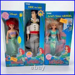 Lot of 3 NIB vtg Tyco Disney Little Mermaid Dolls Eric & Ariel & sister Arista