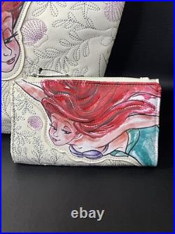Loungefly Disney Little Mermaid Ariel Embroidered Tote Bag Purse & Wallet Loungefly Disney Little Mermaid Ariel Embroidered Tote Bag Purse & Wallet