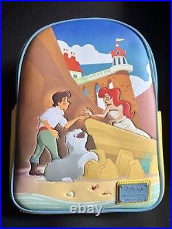 Loungefly Disney Little Mermaid Ariel & Eric Beach Backpack, Cardholder, Pin SET