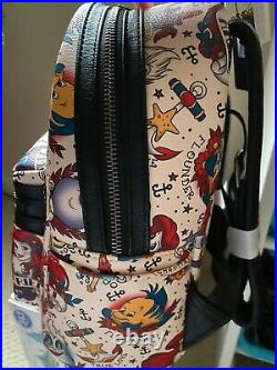 Loungefly Disney Little Mermaid Ariel Flounder All-Over Tattoo Mini Backpack