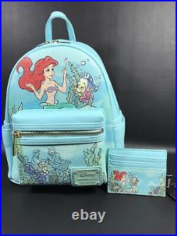 Loungefly Disney Little Mermaid Ariel Kiss The Girl Mini Backpack & Cardholder