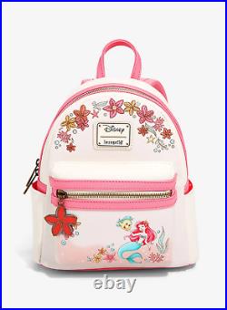 Loungefly Disney Little Mermaid Ariel and Flounder Floral Mini Backpack