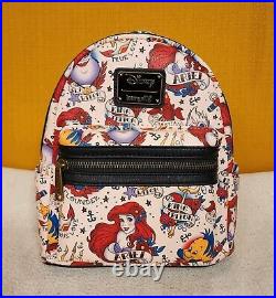 Loungefly Disney Princess Ariel Tattoo AOP Print Little Mermaid Mini Backpack