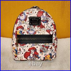 Loungefly Disney Princess Ariel Tattoo AOP Print Little Mermaid Mini Backpack