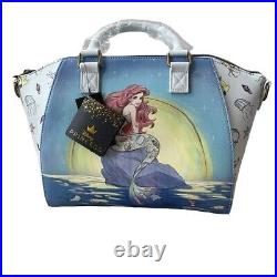 Loungefly Disney Princess Little Mermaid Satchel Bag sketch Ariel Moon Flounder