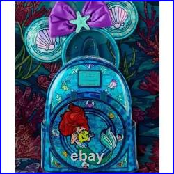 Loungefly Disney Princess Stained Glass Little Mermaid Ariel Backpack & Ears Set