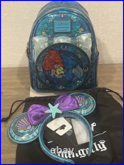 Loungefly Disney Princess Stained Glass Little Mermaid Bag & Ears LE 1000 Loungefly Disney Princess Stained Glass Little Mermaid Bag & Ears LE 1000