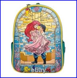 Loungefly Disney Stained Glass Princess Cinderella, Ariel Mermaid Mini Backpacks