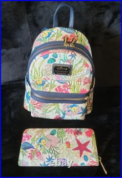 Loungefly Disney The Little Mermaid Ariel Under The Sea Mini Backpack And Wallet