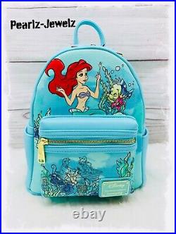 Loungefly Little Mermaid Foliage Ariel Kiss the Girl Mini Backpack BoxLunch NWT